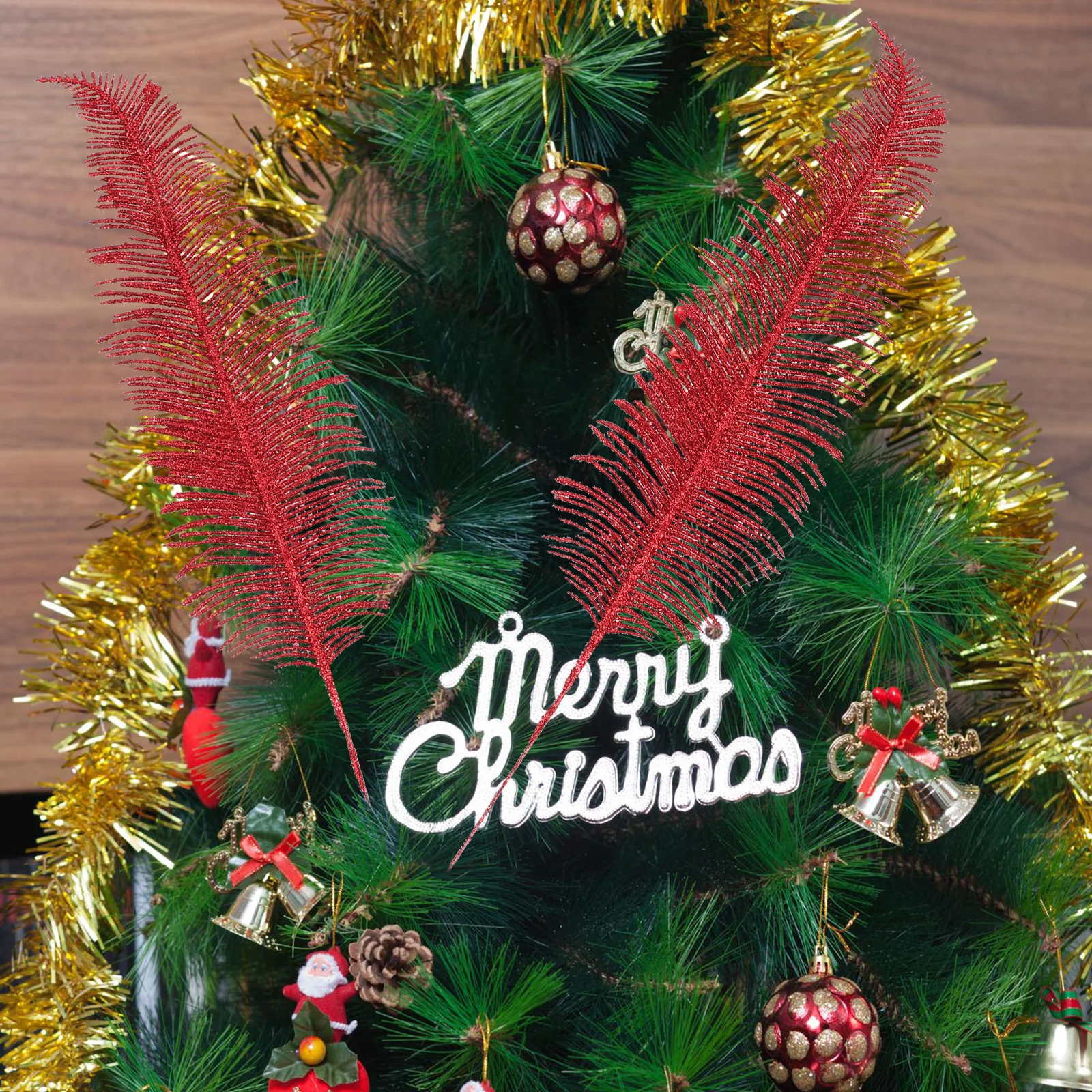 

VINTORKY 5 Pcs Christmas Tree Fake Leaves Festival Decor Artificial Xmas Ornaments