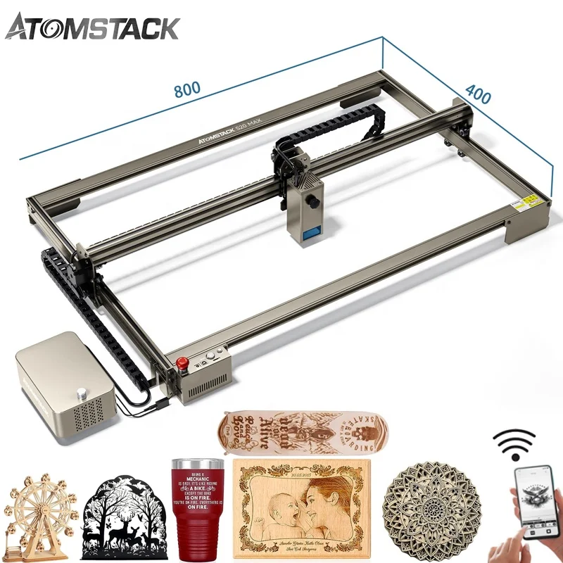 Atomstack S20 Max 130W With Air Assisted Tank Chain 800*400mm Cnc Machine Metal Engraving Laser Engraving Wood Cutting Machine