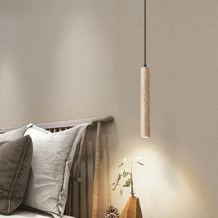 Wabi Sabi Cave Stone Slim Led Pendant Lamp Suspension Ceiling Light Hanging for Dining Room Kitchen Island Bedroom Bedside Light