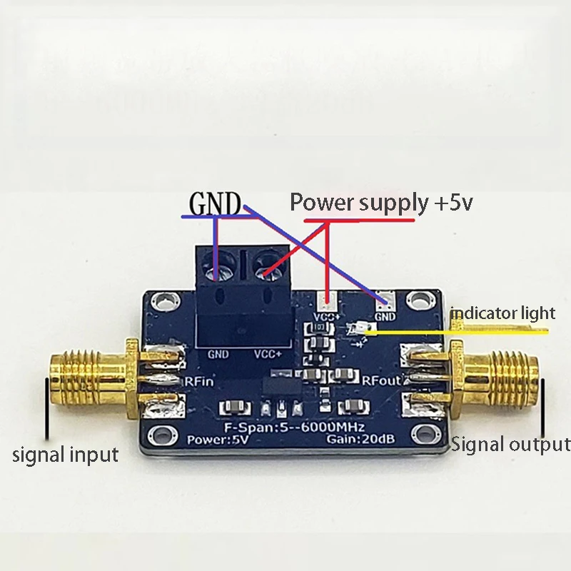 Modulo LNA a banda larga amplificatore RF amplificatore di potenza 5M-6GHz a banda larga 20dB guadagno