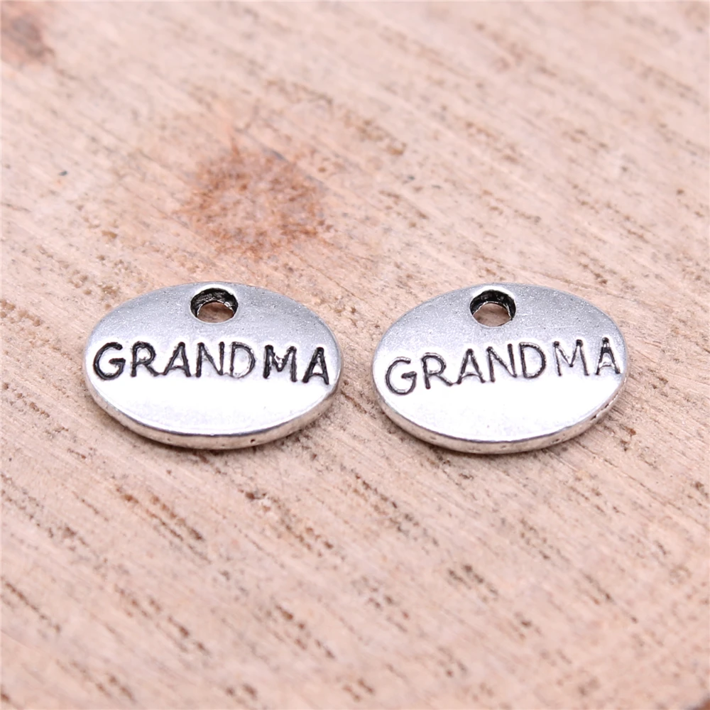 40pcs 11x8mm Double Sided Grandma Charms For Jewelry Making Antique Silver Plated Charm Pendant Jewelry Accessories