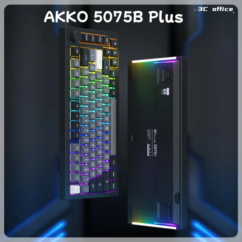 Akko 5075b Plus 3-Mode Mechanical Keyboard Pbt Key Cap Hot Swappable Rgb Ergonomic Gaming Keyboard Laptop