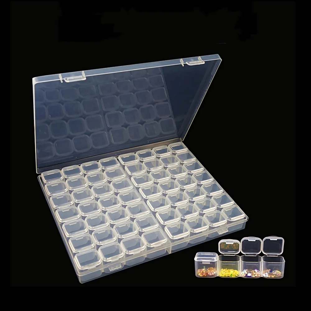 Diamond Painting Storage Box 56 Grid Transparent Jewelry Box Square Diamond Splitting Box Diamond Painting Tool