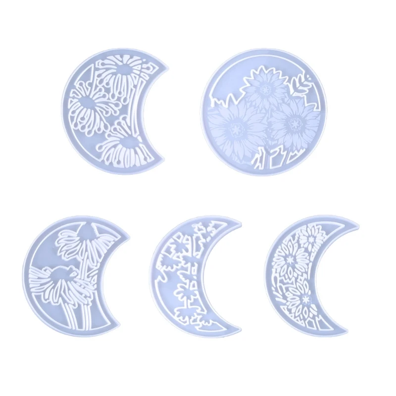 

5Pcs Epoxy Moon Wall Hanging Silicone Moulds Moon-phase Combination Decor Mold DIY Desktop Ornaments Pendant Jewelry K3ND