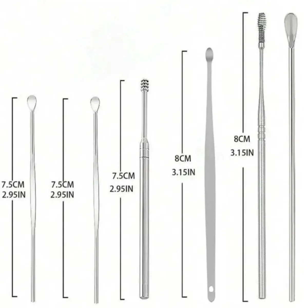 

6 Counts Set Stainless Steel Spiral Ear Massage Cleaning Tool,Stainless Steel Earwax Removal Tool kit,Mini Portable Ear