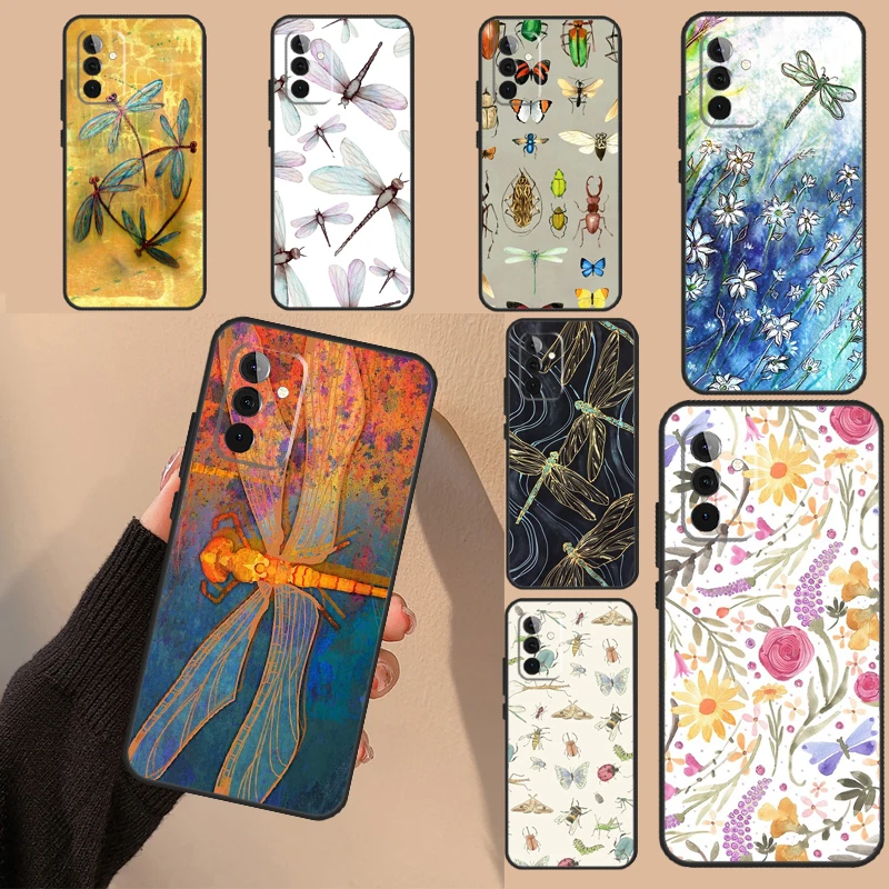 Dragonfly Insect Pattern Cover For Samsung Galaxy A54 A34 A14 A24 A12 A22 A32 A52 A51 A71 A13 A23 A33 A53 Phone Case