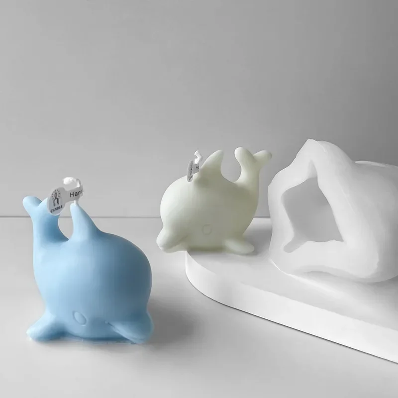 3d Dolphin Shaped Silicone Candle Mold Cute Dolphin Mould for Candle Making Supplies Gypsum Soap Handmade Scented Decor Tools