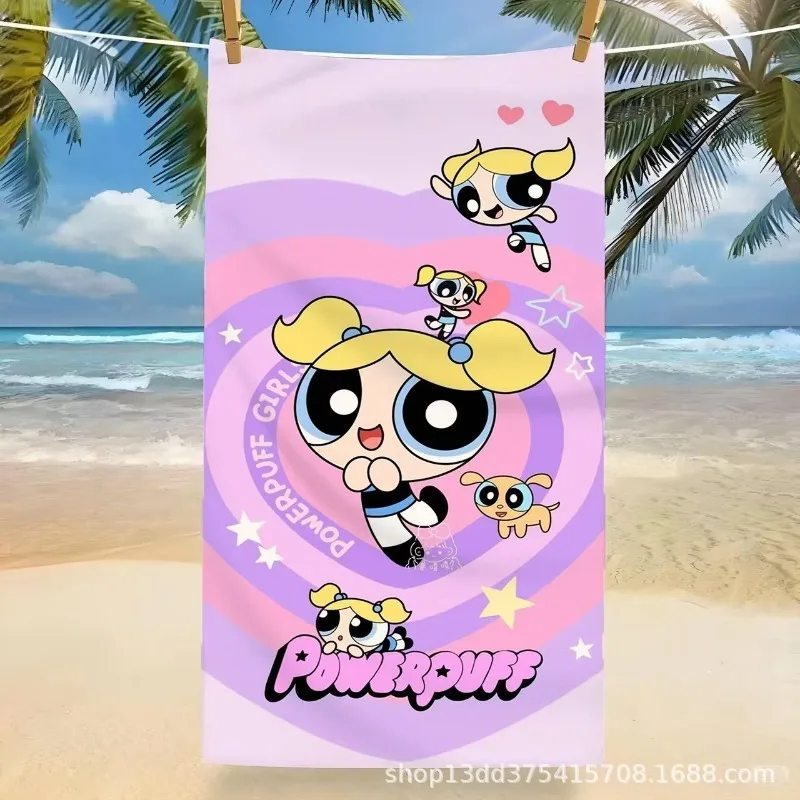 Hot The Powerpuff and Girls Series Cartoon Printed Soft Bath Towel Outdoor Sports Beach Towel Quick-drying Beach Towels Gifts view 2
