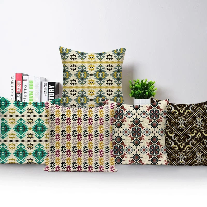 Ethnic Style Car Sofa Decoration Cushion Cover Sleeping Waist Pillow Bedside Cushion Office Pillowcase Sofa Pillow Cover