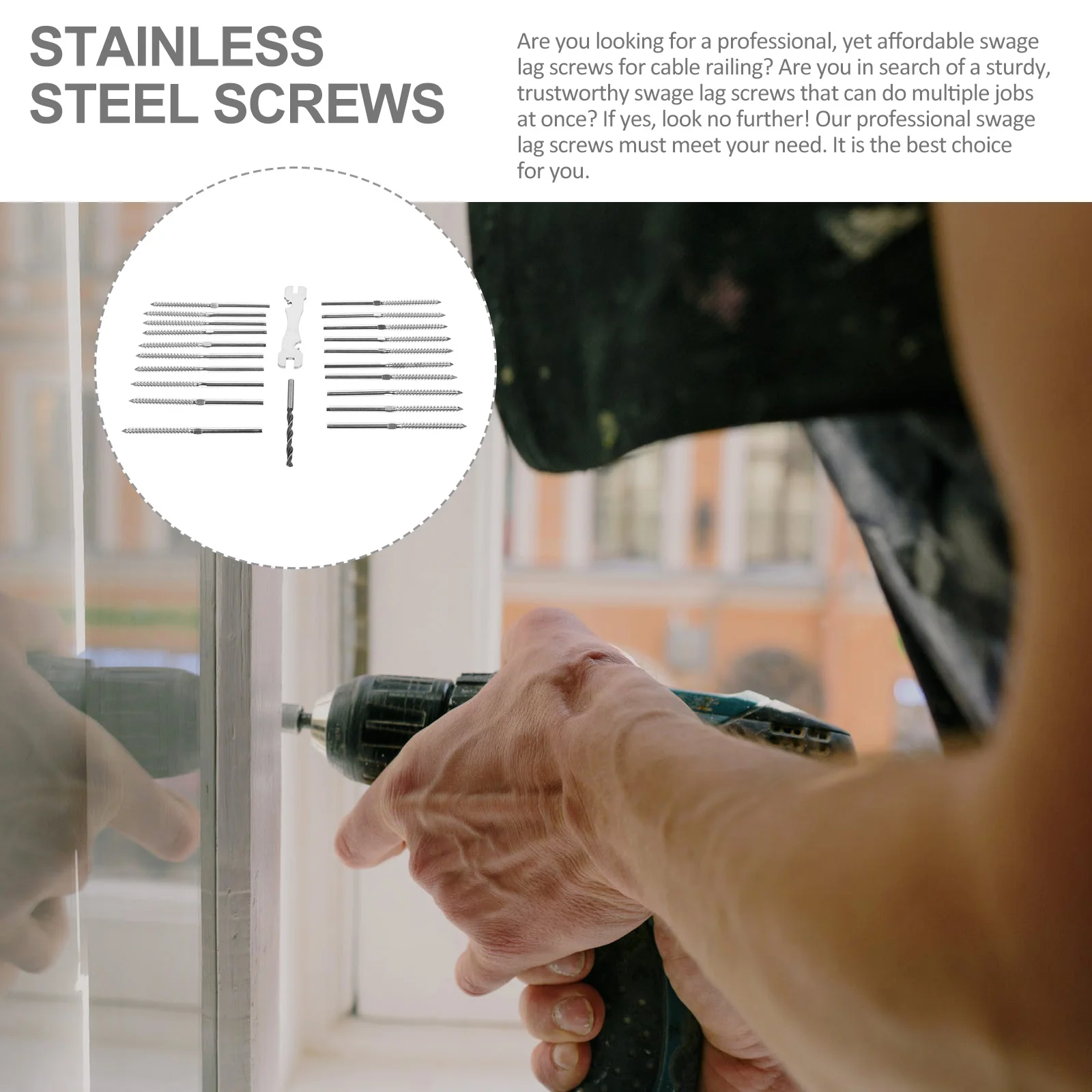 

20pcs Stainless Steel Right Left Thread Lag Screws For Cable Railing System Deck Hardware Handed Thread Screws Corrosion