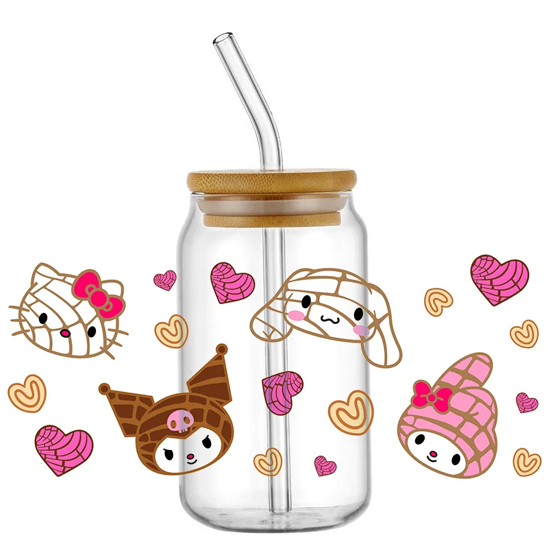 Hello Kitty cartoon pattern UV DTF Cup Wrap Transfer Waterproof Stickers Label  for Tumbler coffee cup decoration