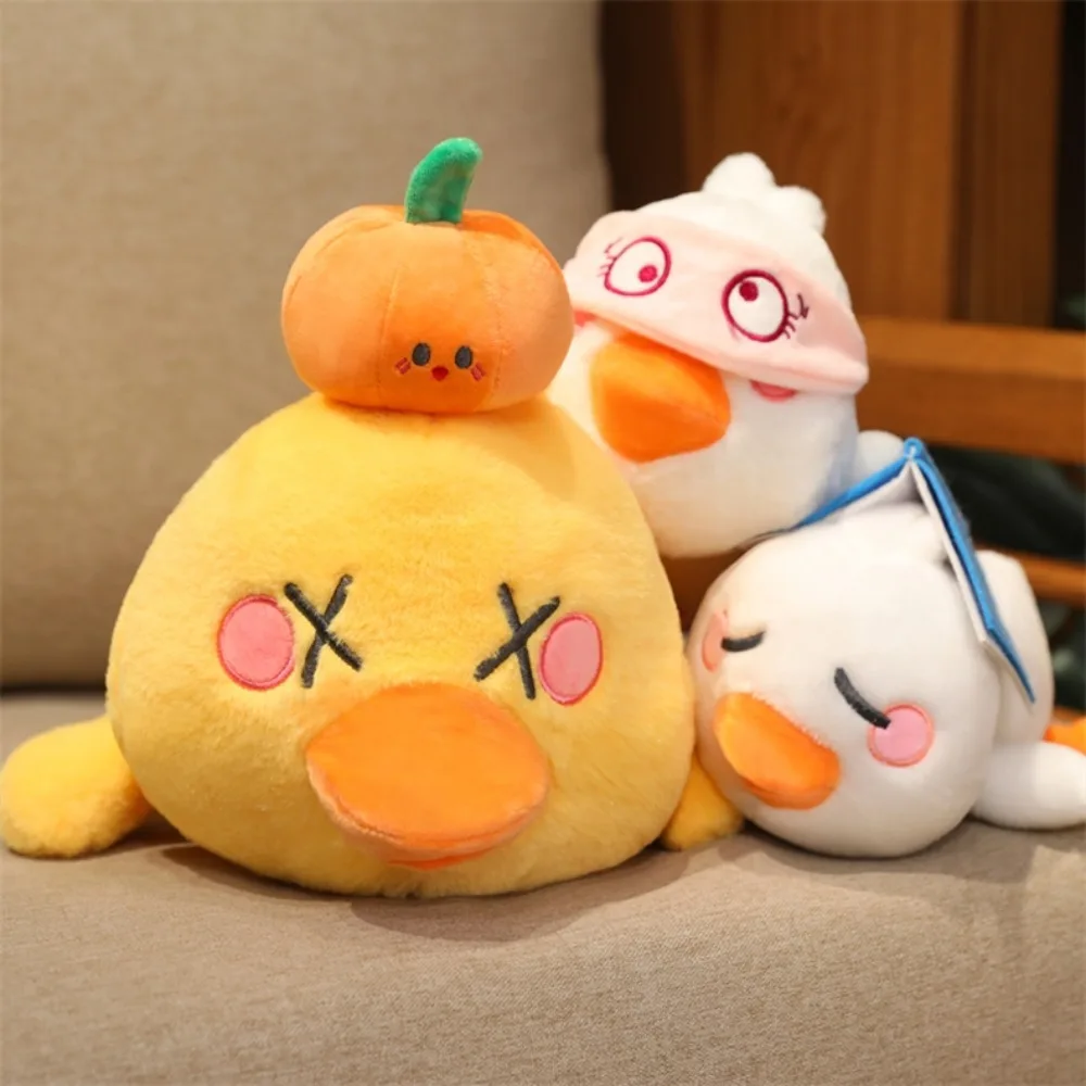 Don't Want To Work Lying Flat Duck Plush Toy Lovely Soft Lying Flat Duck Plush Keychain Kawaii PP Cotton Cartoon Duck Doll