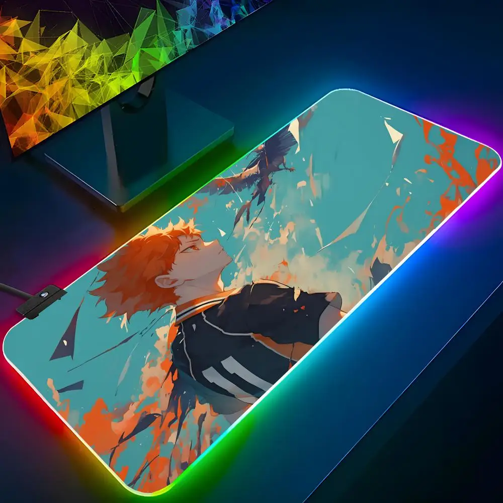 

Anime Haikyuu Mouse Pad RGB Backlit Mouse Pad Laptop Mouse Pad Laptop Gamer Computer Desk Gaming Accessories