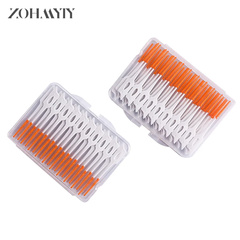 20/40PCS Oral Care Tools Silicone Interdental Brushes Super Soft Dental Cleaning Brush Teeth Cleaner Dental Floss Toothpicks