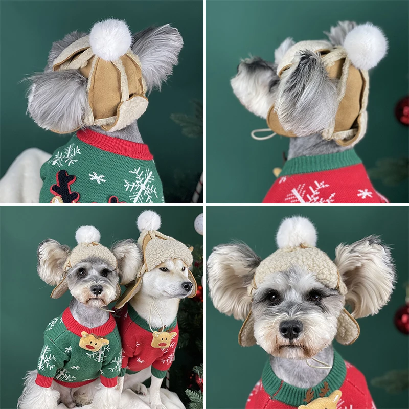 Hat For Dogs Winter Warm Hat Puppy Teddy Costume Christmas Clothes Santa Dog Cats Costumes Chihuahua Party Accessories