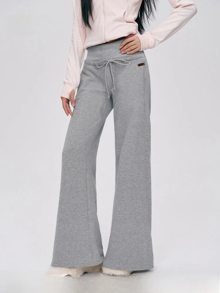 

Lii.Liilou High Waist Straight Leg Cotton Fce-Like Dstring Casual Pants Comfortable Loose Fit Ladies Trousers