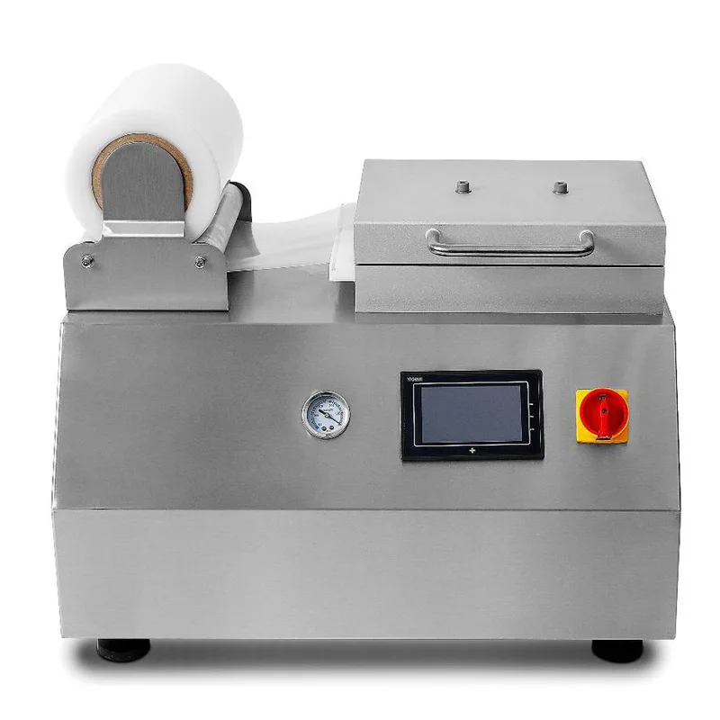 

350 desktop body packaging machine hand-pressed seafood original cut steak salmon vacuum tray laminating machine sealing