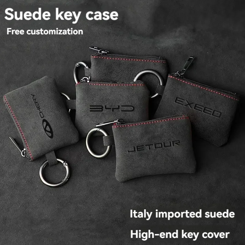 Suede Leather Car Key Case Full Cover Protection Shell Bag Exclusive Keychain For ABT Sportsline audi rs3 rs4 rs5 rs6 vw golf