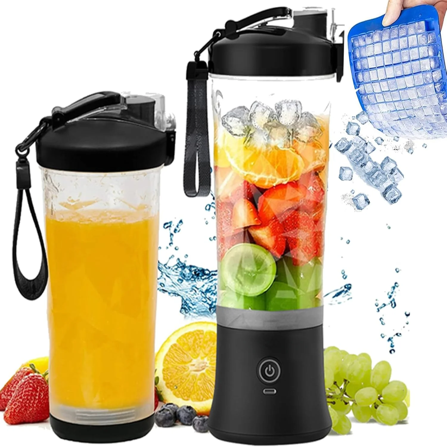 Portable Blender Personal Juicer, 20oz with Travel Lid,High Speed Smoothie  Blender USB Rechargeable Fruit Mixing Machine for Sh