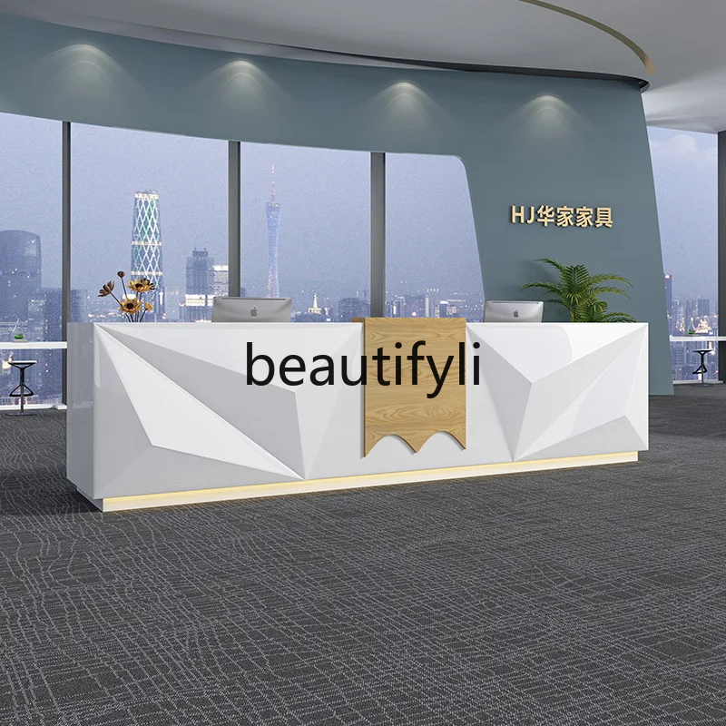 

Company front desk reception desk training educational institutions checkout page white paint bar early education desk