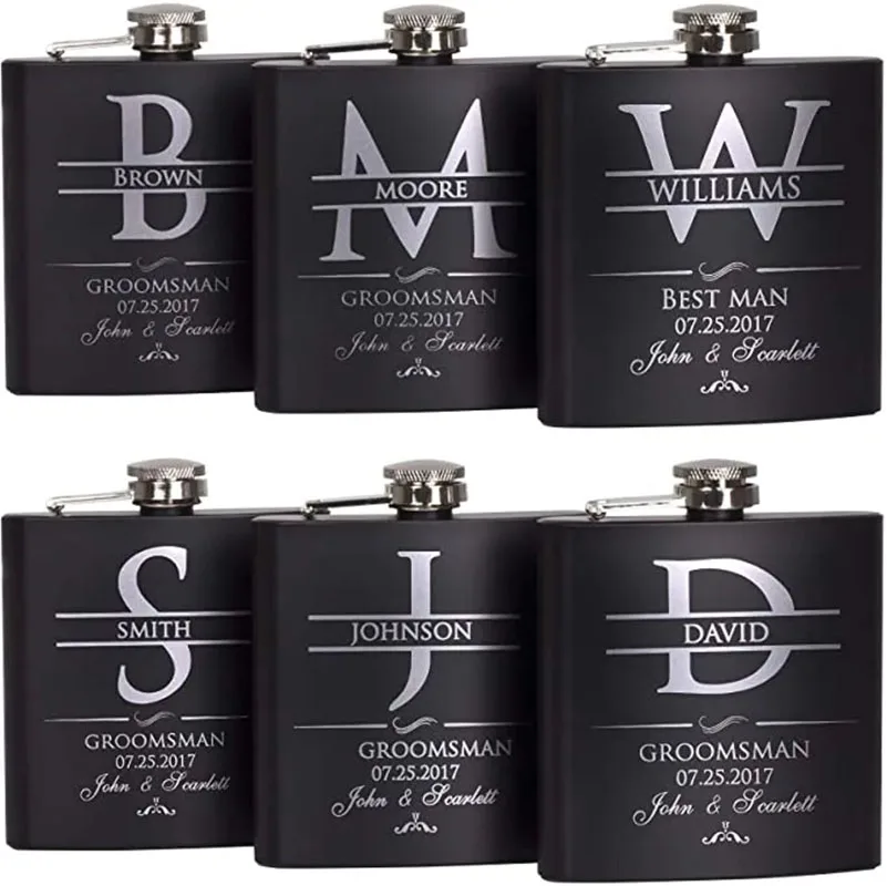 Hip Flask Liquor Whisky Outdoor Portable Pocket Flasks Gift Flask Bar Supplies Groomsmen Customized Personalized Whiskey Flask