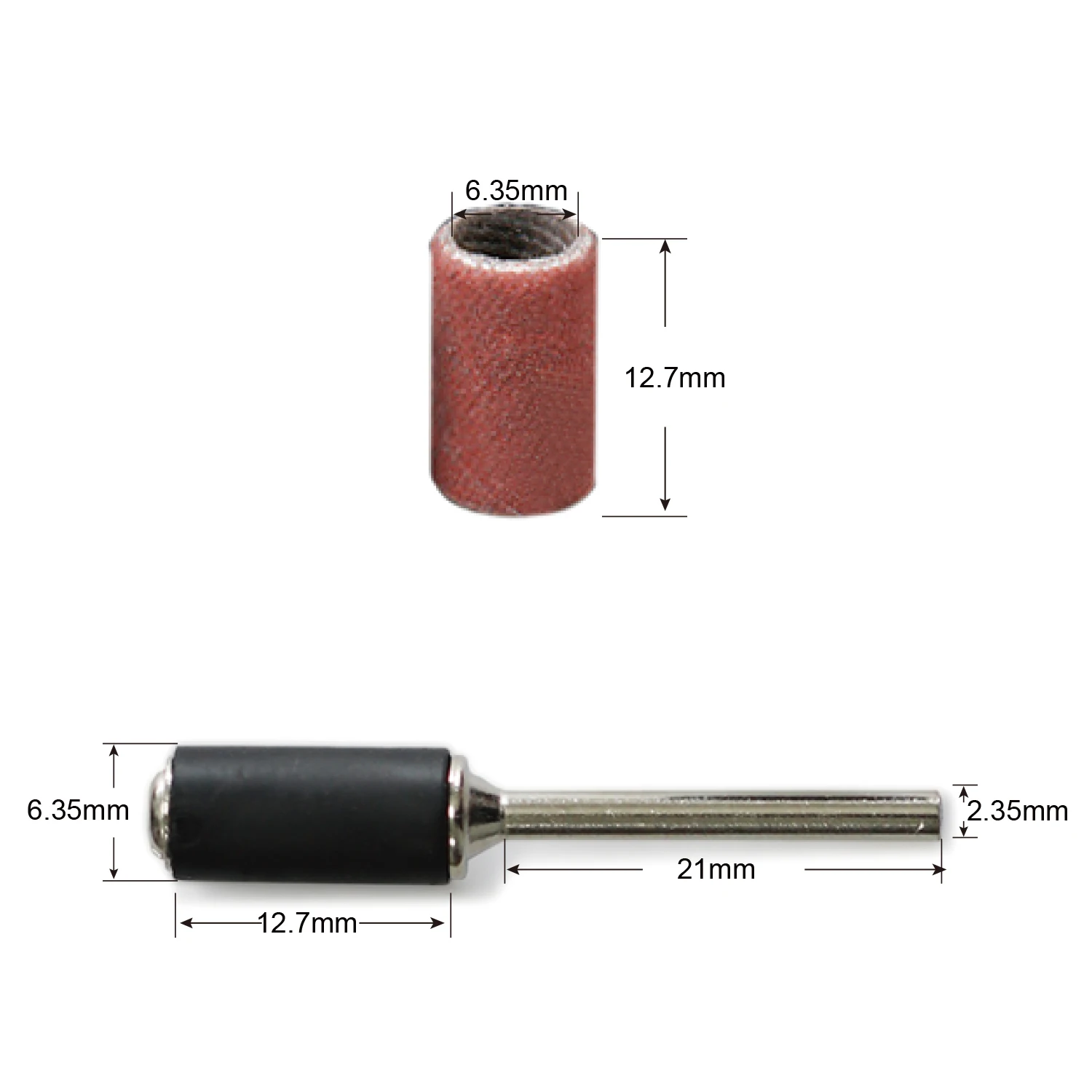 103 Stück 200er Schleif trommel satz 600mm Schleif bänder mit 6,35mm/2,35mm Schleif dorn für Dremel-Dreh werkzeuge