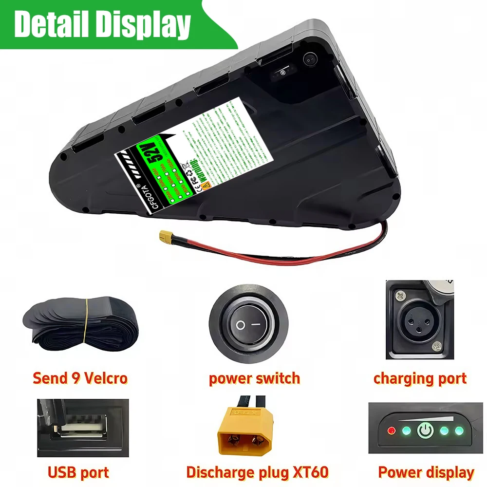 52V Triangle Battery 20AH-100AH Large Capacity, Built in BMS Protection, Airfreight, Application 500W-2000W