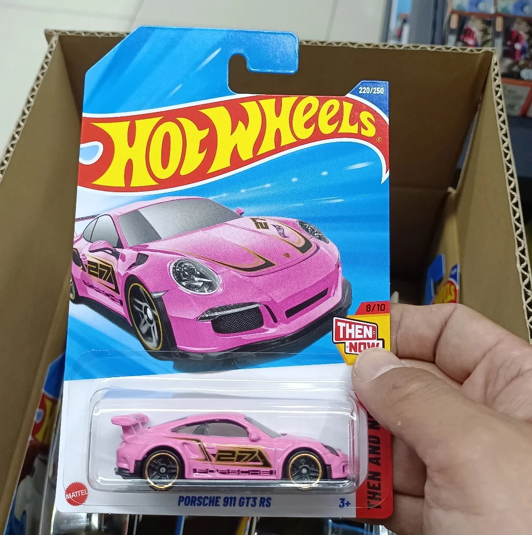 2025 핫휠 케이스 L C4982 # 220 포르쉐 911 GT3 RS 핑크 옛날과 지금 1:64 다이캐스트 모델카 장난감 소년 휴일 선물