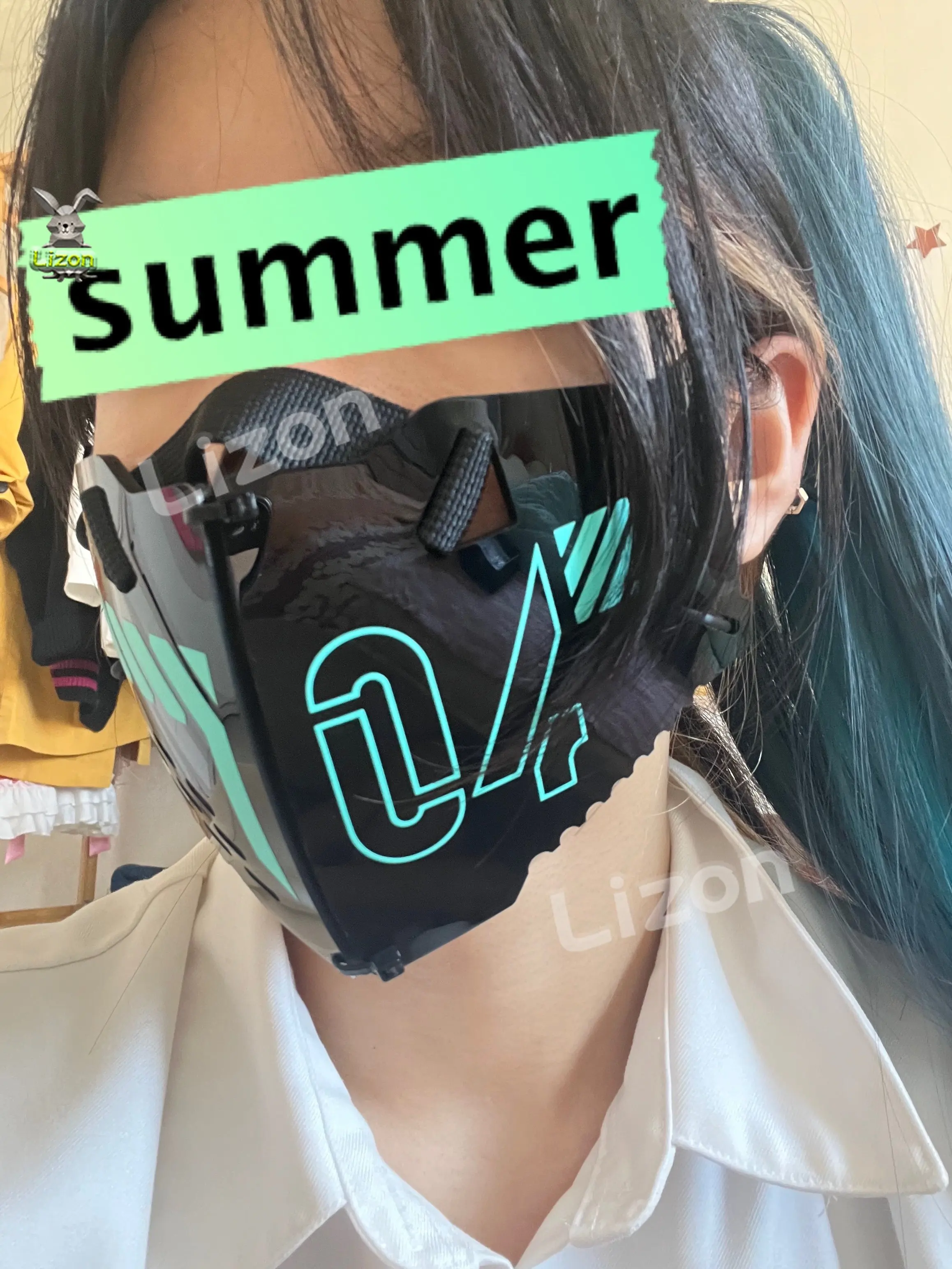 Cyber Punk Cosplay Mask Motorcycle Helmet Face Mask Acrylic Cat Ears Hairhoop Party Music Festival Accessories