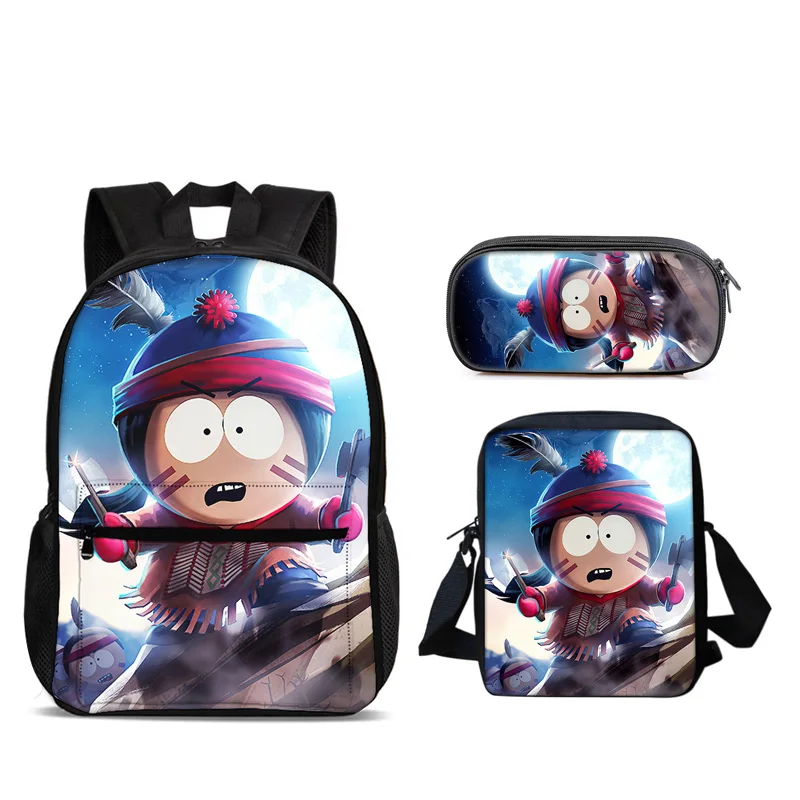 

South Park Backpack Pen Bag Shoulder Bag 3pcs Set Versatile Cartoon Large Capacity Boy and Girl School Birthday Best Gift