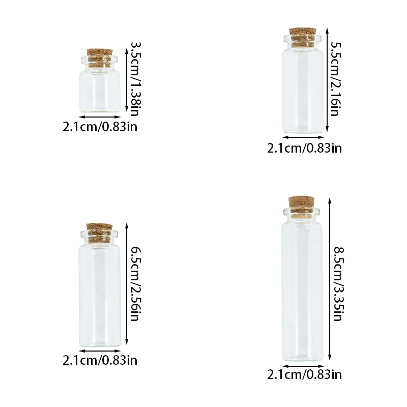 5p Transparent Clear Glass Bottles With Cork Stopper Wedding Birthday Party Wishing Gifts Healing Lucky Drifting Empty Tiny Jars