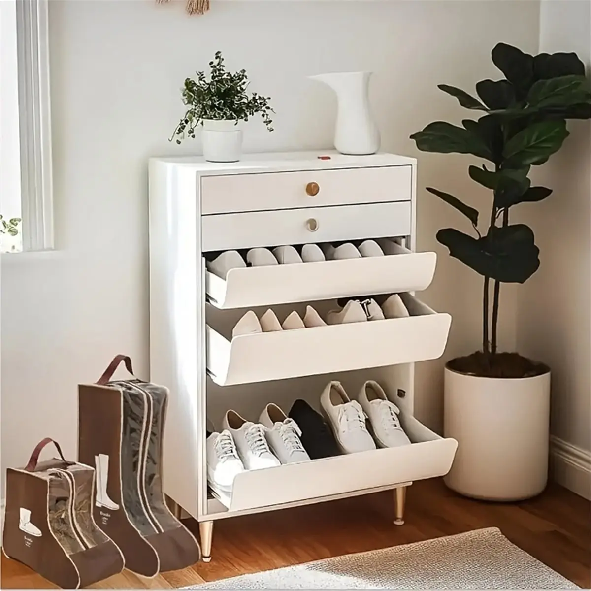 fitfit Multi-Functional Shoes Storage Bag with Handle Dustproof Boots Protector for Long Ankle Boot Travel Shoe Organize