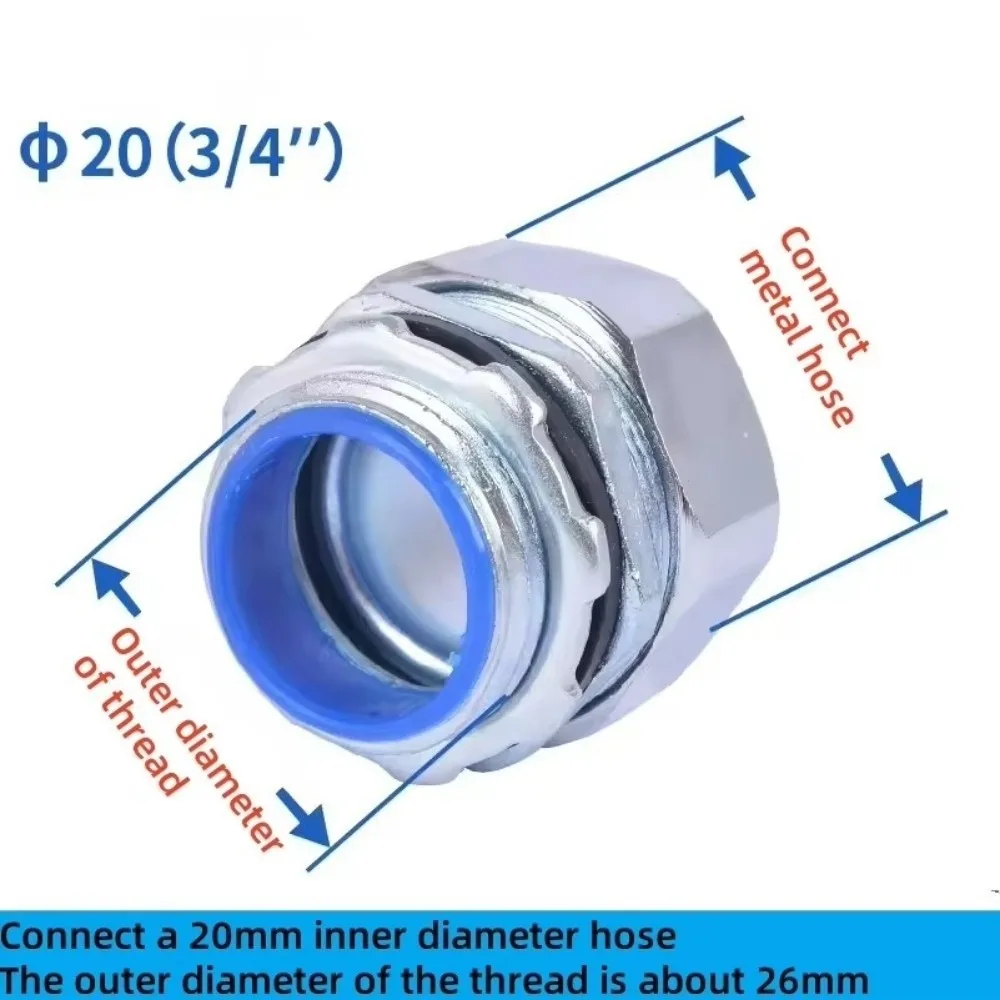 New Plastic Coated Threaded Corrugated Pipe Connector Galvanized Threaded Pipe Fitting Connector Hexagon Head Smooth Hose Joint