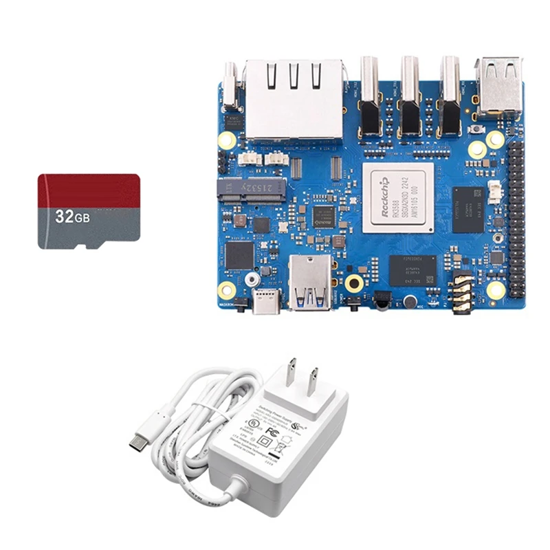 For Orange Pi 5 Plus Development Board 4G+32G Card Kit RK3588 64Bit 2.5G M.2 Slot Support 2230 Wi-Fi 6 BT Module Set US Plug