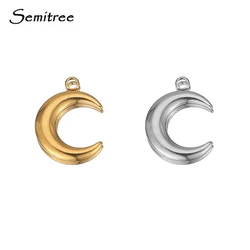 5pcs Stainless Steel Gold Color Moon Charms DIY Jewelry Making Women Sweater Pendant Necklace Findings Accessories Supplies