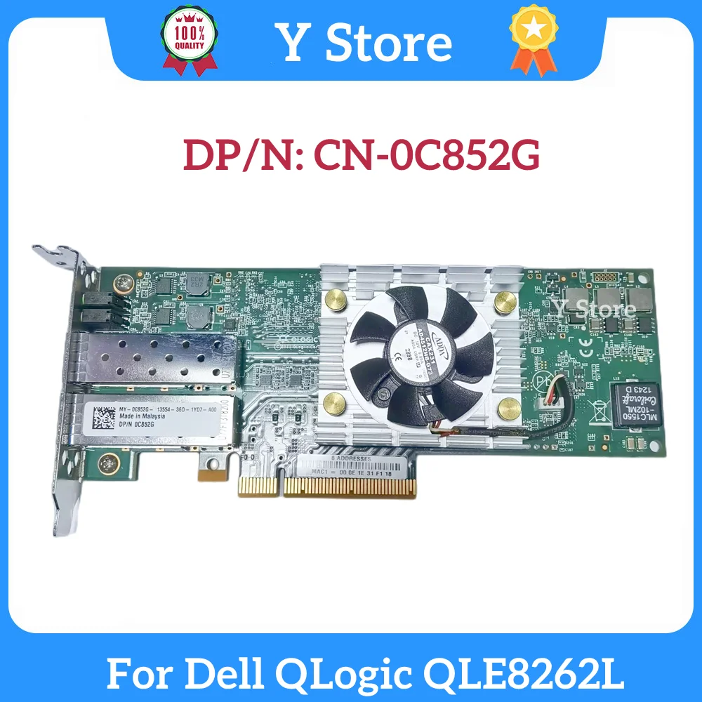 

Y Store For Dell QLogic QLE8262L 10Gb Dual Port SFP Connector CN-0C852G 10GbE Network Card Expander Dual Port 10Gb C852G