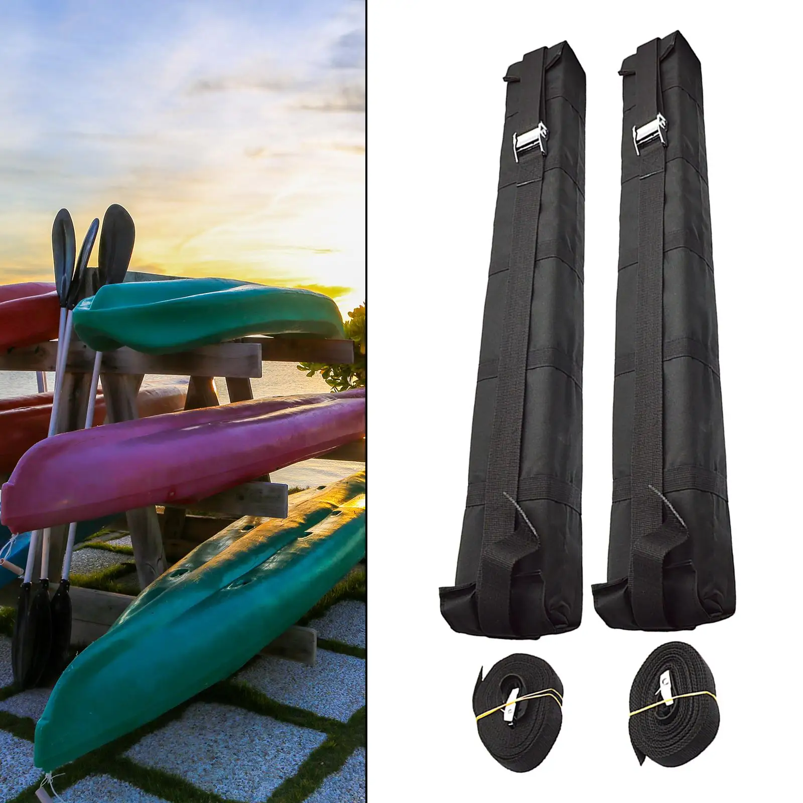 Soft Roof Rack Pads for Kayak Surfboard Canoe Waterproof Oxford Cloth Luggage Carrier Straps for Boating Gadgets