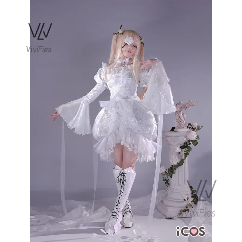 Kirakishou cosplay costume wigs anime roses maiden cosplay women kirakishou cosplay Lolita Gothic dress white lolita dress boots