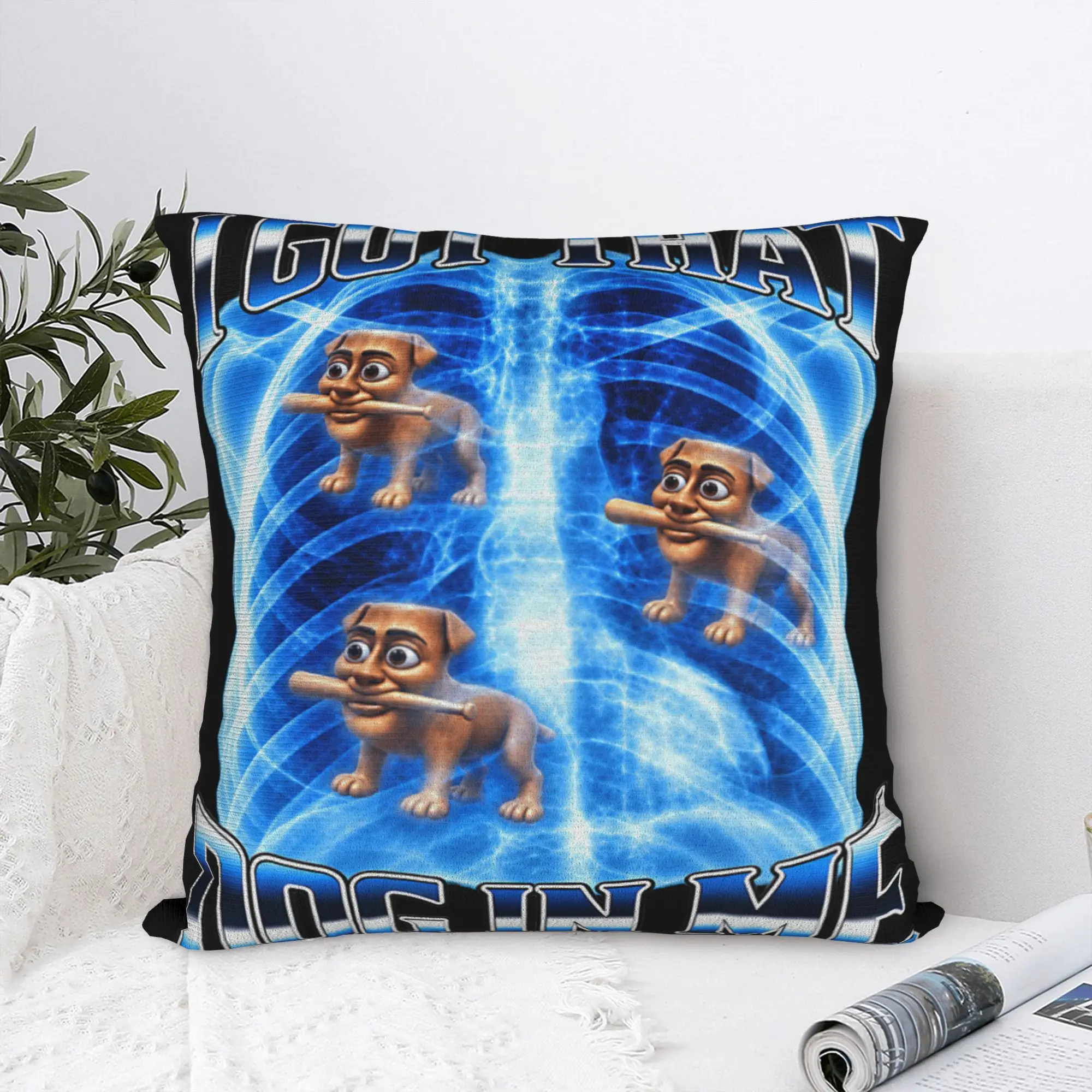 Pillow Case I Got that Dog in Me Tung Sahur X Ray Meme Comfy  Pillow Cover For Sofa Home Decor Retro Trendy Pillowcases