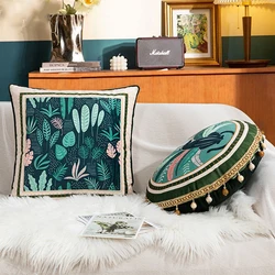 Velvet Cushion Cover 45x45cm Soft Pillow Cover Green Leaves Moss Printed Home Decorative for Sofa Bed Living Room Bedroom