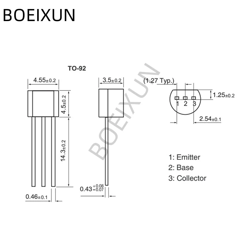 100Pcs BC308B DIP Transistor TO-92 Type PNP Bipolar Amplifier Transistor 25V/100mA
