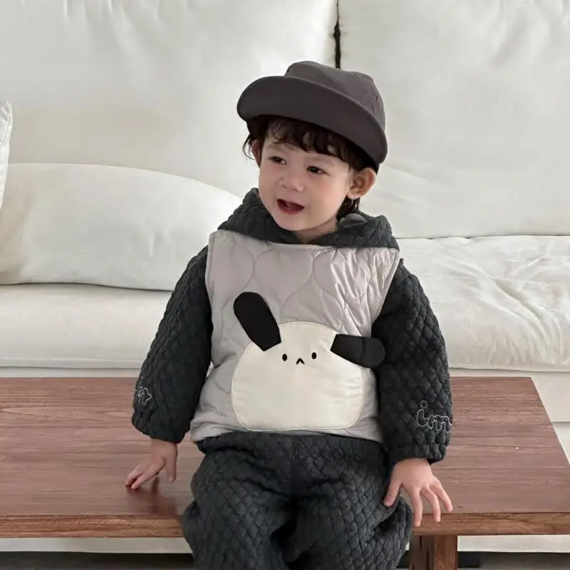 

2025 Winter New Baby Sleeveless Warm Vest Infant Girls Cute Cartoon Vest Plus Velvet Thick Boys Cotton Casual Coat Baby Clothes