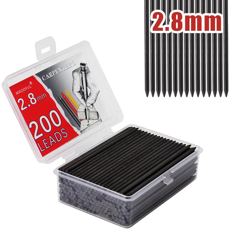 Large Capacity 2.8mm Woodworking Pencil Replaceable Lead Core Set Deep Hole Carpenter Automatic Pencil Marking Drawing Tool
