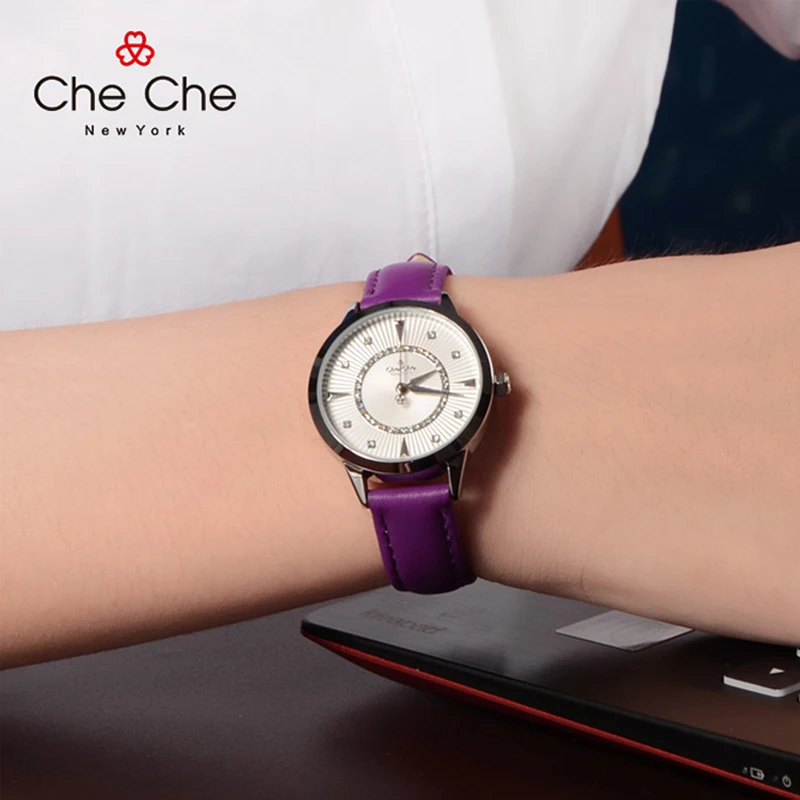 CHECHE Watch female genuine cherry gemstone light luxury temperament quartz tide elegant fashion simple thin send gift box CC038