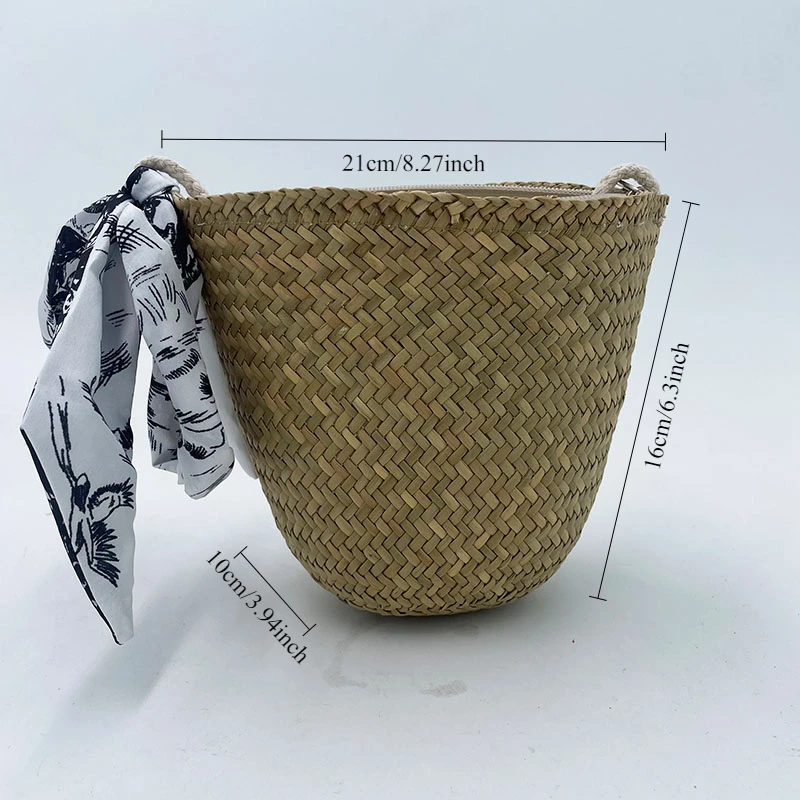 

Shoulder Bag 2025 Summer Beach Bags Women's Handmade Woven Grass Bag Mini Cute Purses Crossbody Bag