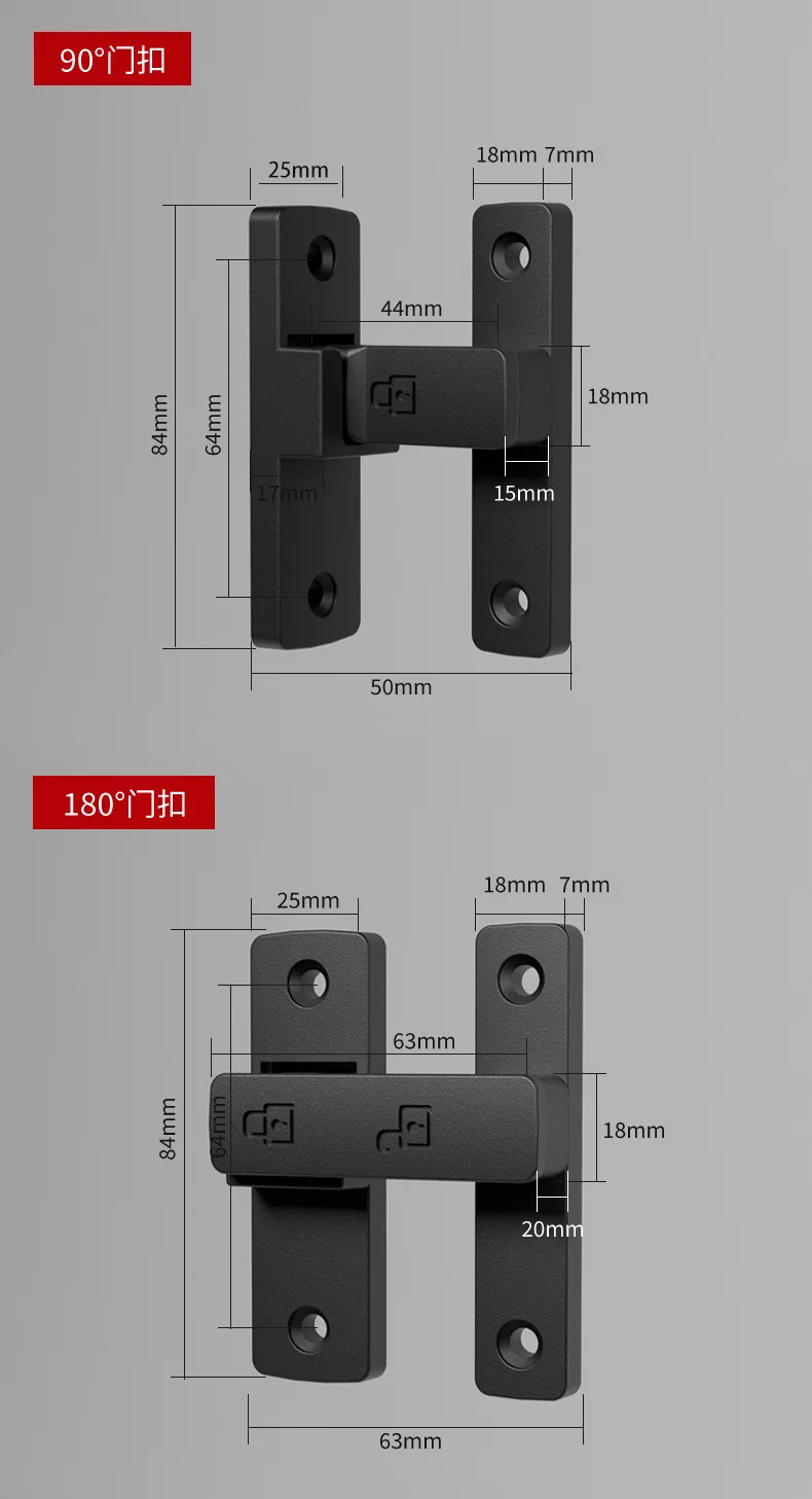 Riegel Riegel Indoor Non-Punch Türschloss Badezimmer Schiebetür Schnalle Schiebetür Snap Altmodische oberflächenmontierte Zimmertür – Detail 11
