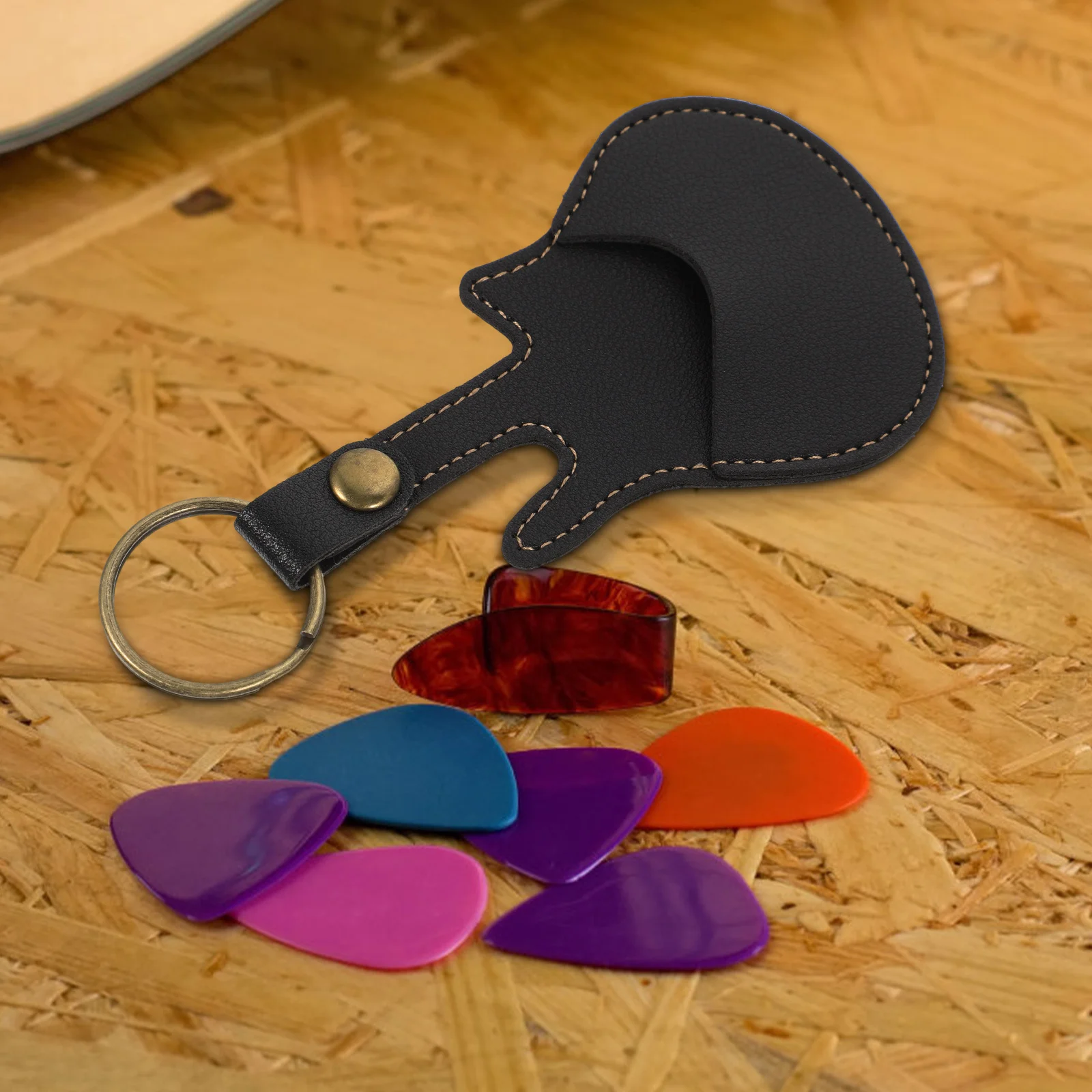 

Pick Storage Case Guitar Keychain Plectrum Holder Picks Shaped Electric Pouch Musical Instrument Bag