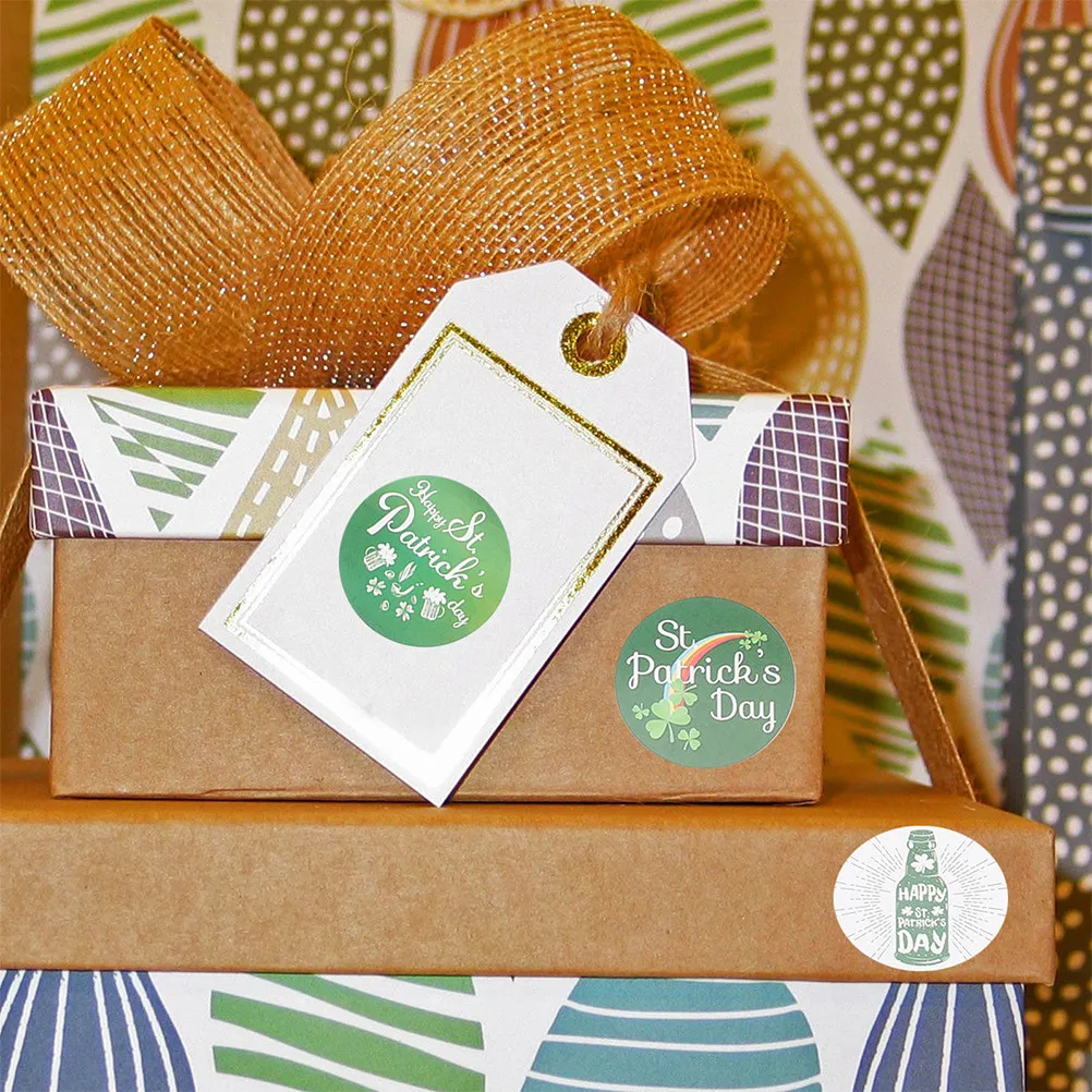 

2 Rolls Saint Patricks Day Stickers Set for Crafting Journaling Card Making DIY Projects Festive Green Themed Decorative Labels