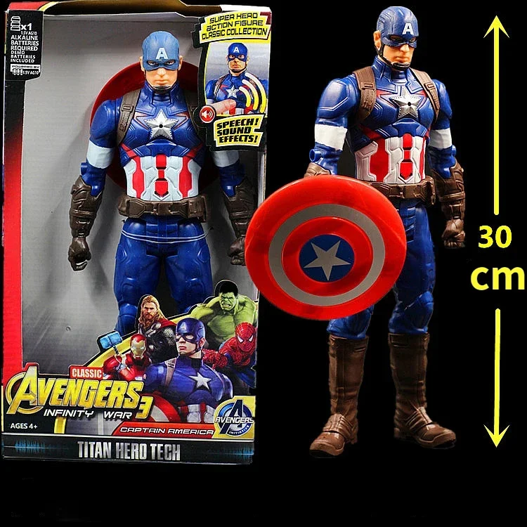 Sound and Light Version 12 Inch Avengers 4 Iron Man Hulk Captain America Black Panther Spider-Man Doll Model Toy Anime Figurine