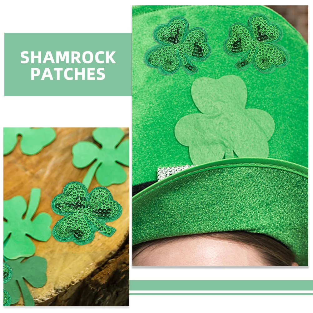 

12pcs Shamrock Patch Iron On Patches For Clothes Jeans Bags Applique Embroidery -Shaped Lightweight Sewing Tool Craft